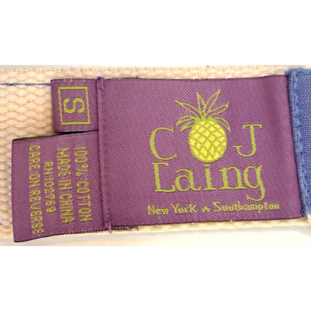 CJ Laing Embroidered Fish Basket D-Ring Belt Women's Small‎ Cotton Preppy Summer - Picture 2 of 8